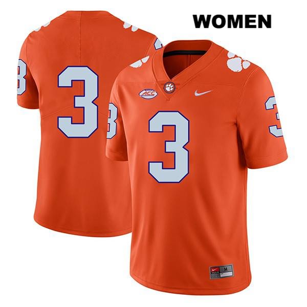 Women's Clemson Tigers #3 Xavier Thomas Stitched Orange Legend Authentic Nike No Name NCAA College Football Jersey HSK8646JK